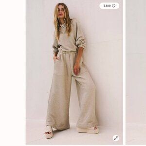 Free People Women Jumpsuit Small Darla One Piece Wet Plaster Small Wide Leg